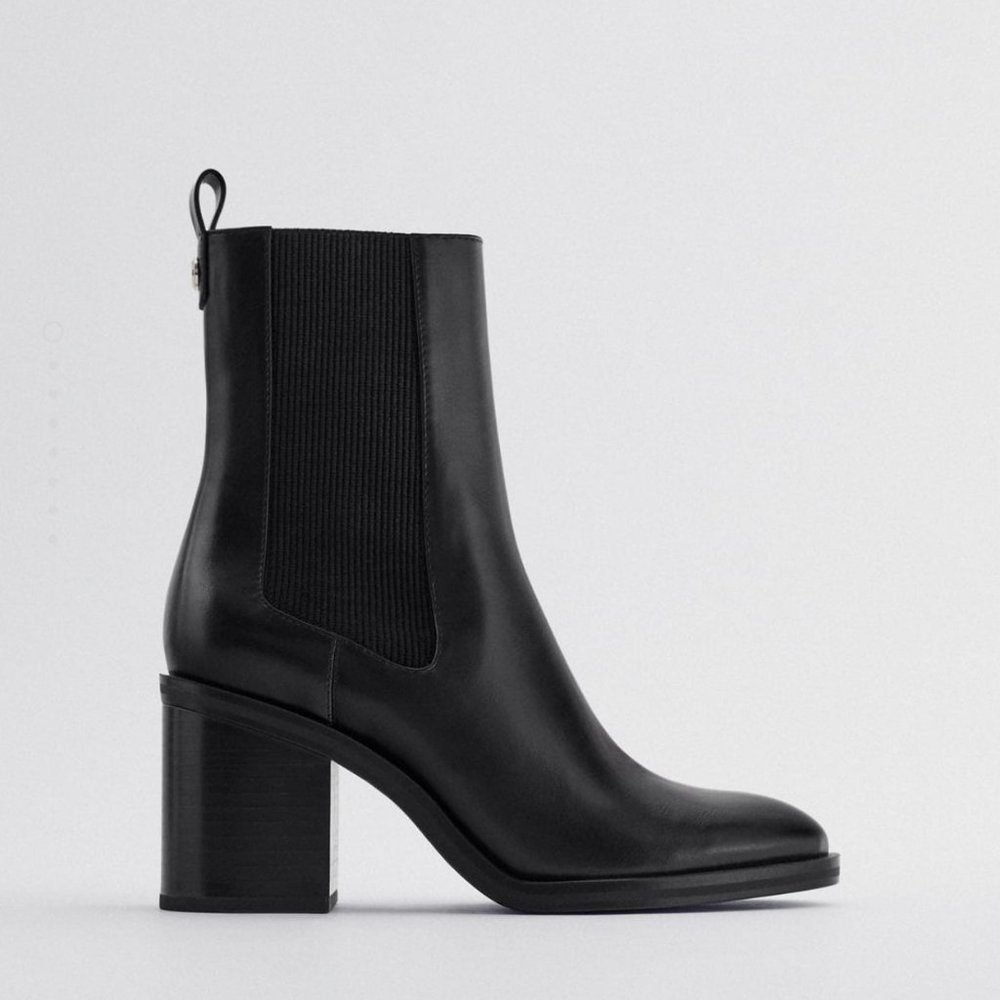 Zara Black Leather Booties